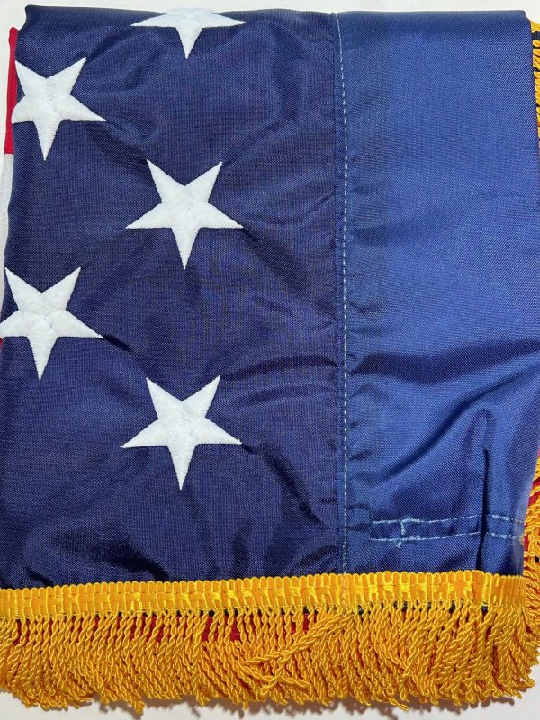 u.s. 3'x5' nylon indoor flag with pole hem & fringe