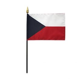 czech republic 4" x 6" stick flag