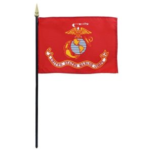 u.s. marine corps 8"x12" stick flag with black staff