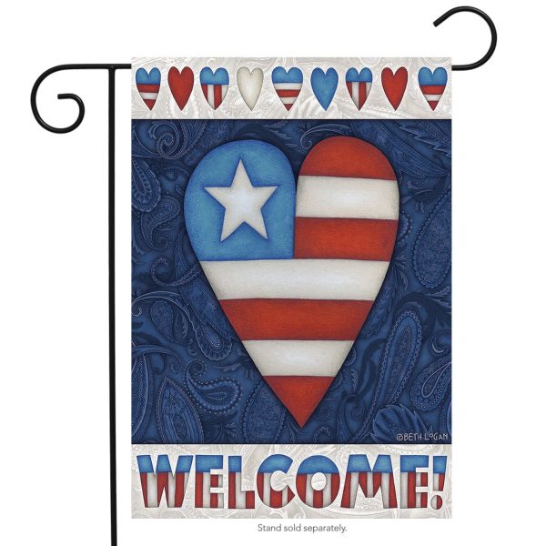 patriotic heart garden flag