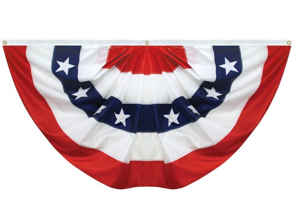 pleated 3'x6' nylon fan w/ sewn stripes & printed stars