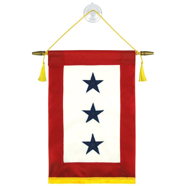 blue star (3)star 8"x12" service banner flag