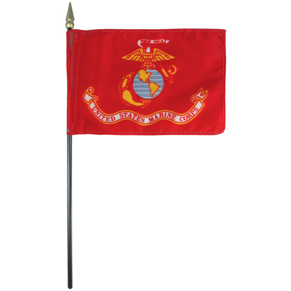 marine corps 4" x 6" e gloss stick flag