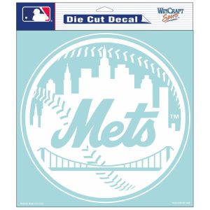 ny mets die cut decal white 8"x8"