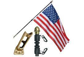regal flag set white fiberglass porch pole with 3'x5' nylon u.s. flag