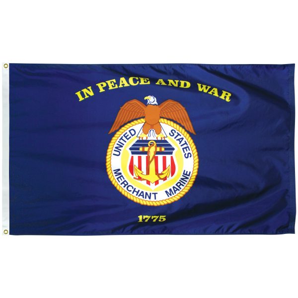 merchant marine 3'x5' nylon flag grommet
