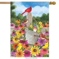 spring gathering cardinal house flag floral bucket