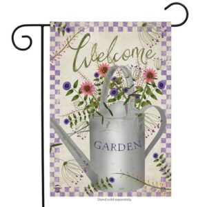 watering can welcome spring garden flag