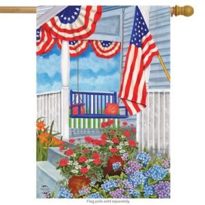 patriotic porch spring house flag floral