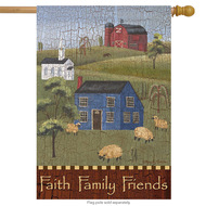 faith family friends primitive house flag everyday salt box houses