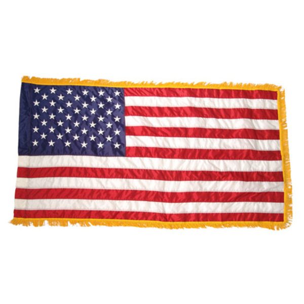 u.s. indoor 3'x5' nylon flag with pole hem & fringe