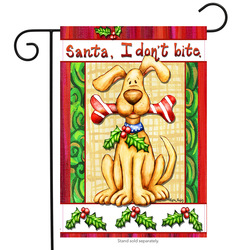santa i don't bite garden flag