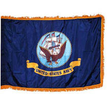navy 3'x5' indoor nylon flag w/pole hem & fringe
