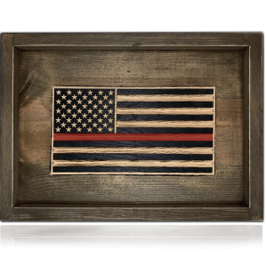 desk flag red line brown frame