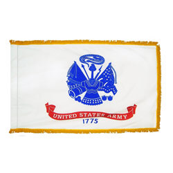 army 3'x5' indoor nylon flag w/pole hem & fringe