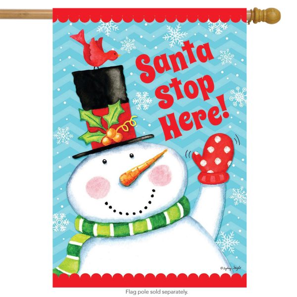 santa stop here house flag