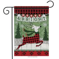 merry and bright reindeer garden flag