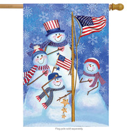 patriotic snowman house flag