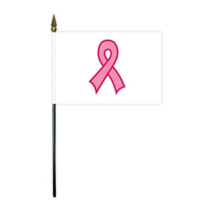 pink ribbon 4"x6" stick flag