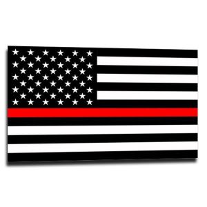 thin red line flag sticker 6"x4"