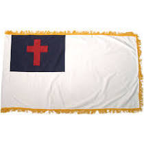 christian indoor 3'x5' nylon flag with pole hem & fringe