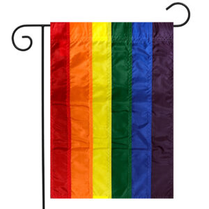 rainbow embroidered garden flag