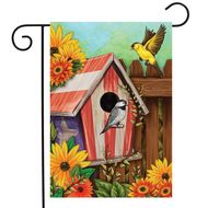 american birdhouse garden flag