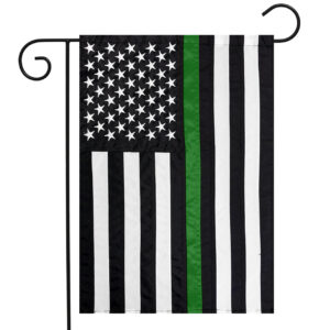thin green line embroidered garden flag
