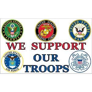 support our troops 3'x5' nylon flag