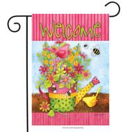 floral welcome garden flag