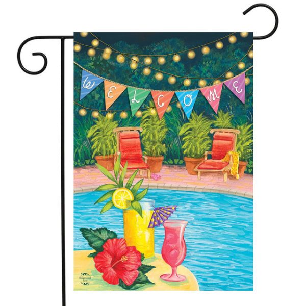 poolside paradise garden flag