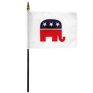 republican elephant 4"x6" e gloss stick flag