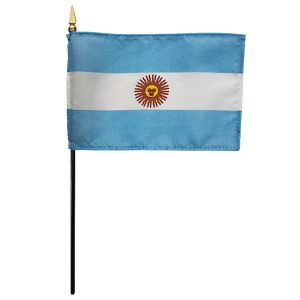 argentina w/seal 4"x6" stick flag