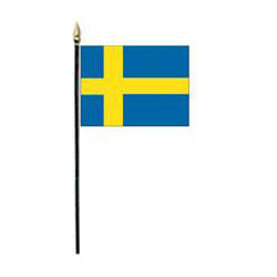 sweden 4"x6" stick flag