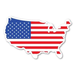 united states shaped american flag 8"x5" magnet