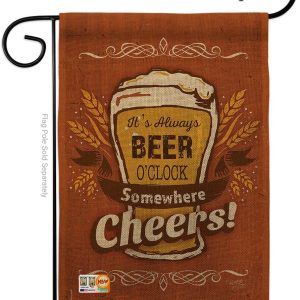 it's always beer o'clock garden flag