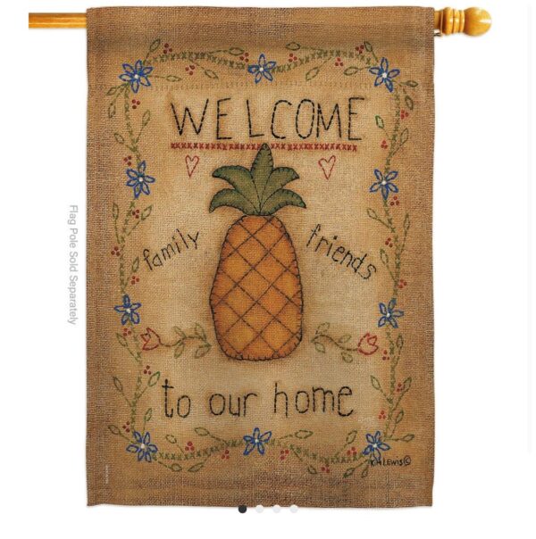 welcome sweet pineapple house flag 28"x40"