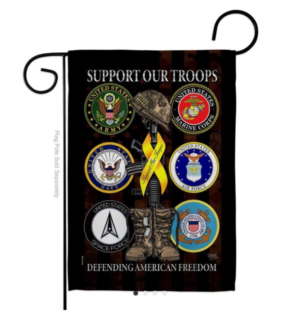 support our troops garden flag