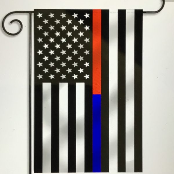 thin blue & red line garden flag