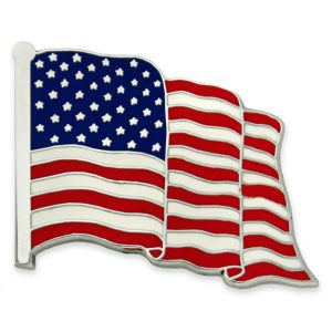 waving american flag pin