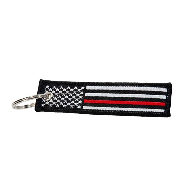 thin red line american flag keychain