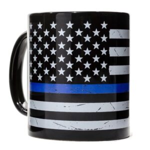 distressed thin blue line american flag coffee mug
