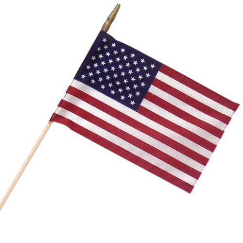 u.s. 12"x18" stick flag lightweight cotton with pointed tip
