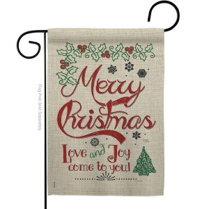 love and joy linen garden flag