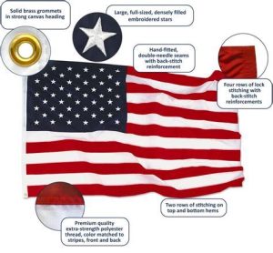 u.s. 2.5'x4' nyl glo flag with grommets