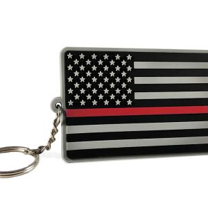 thin red line american flag rubber keychain