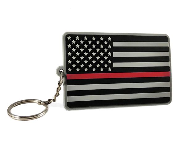thin red line american flag rubber keychain
