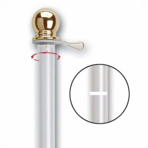 porch pole 6’ 1 piece silver spinning pole w/ gold ball