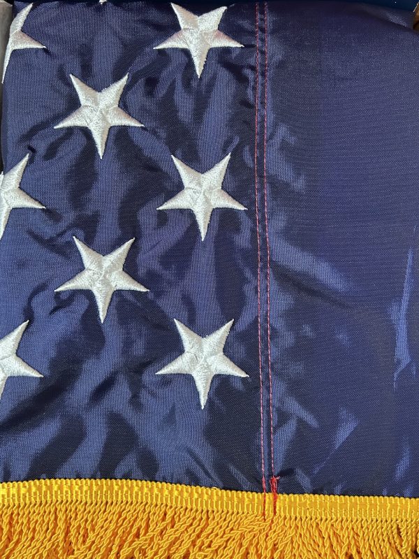 u.s. 3’x5’ colonial nyl glo indoor flag with pole hem and fringe