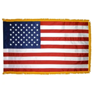 u.s. 3’x5’ colonial nyl glo indoor flag with pole hem and fringe